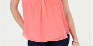 Top franzido feminino Charter Club rosa tamanho pequeno