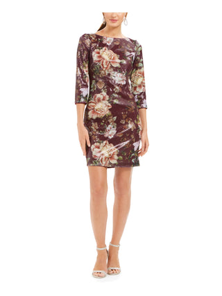 Vestido feminino Vince Camuto com lantejoulas e estampa floral, vinho, floral, tamanho 10