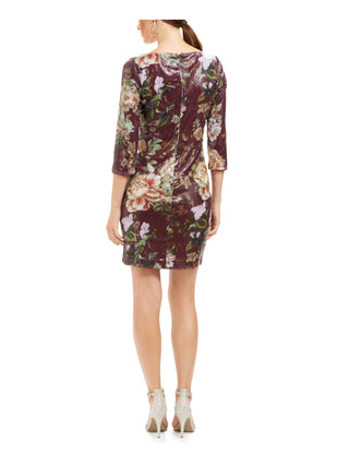 Vestido feminino Vince Camuto com lantejoulas e estampa floral, vinho, floral, tamanho 10