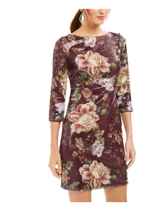 Vestido feminino Vince Camuto com lantejoulas e estampa floral, vinho, floral, tamanho 10
