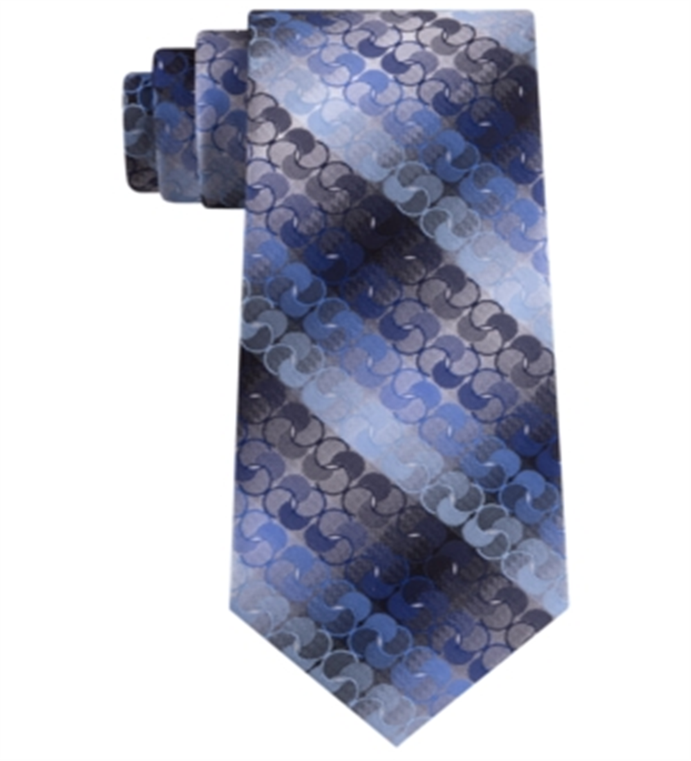 Gravata clássica listrada geométrica masculina Van Heusen, azul, tamanho regular