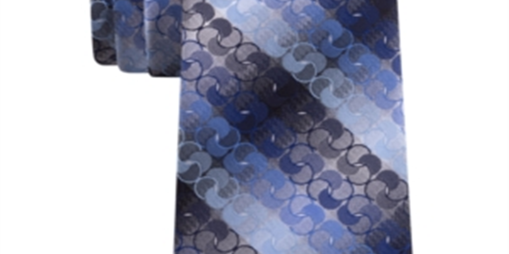 Gravata clássica listrada geométrica masculina Van Heusen, azul, tamanho regular