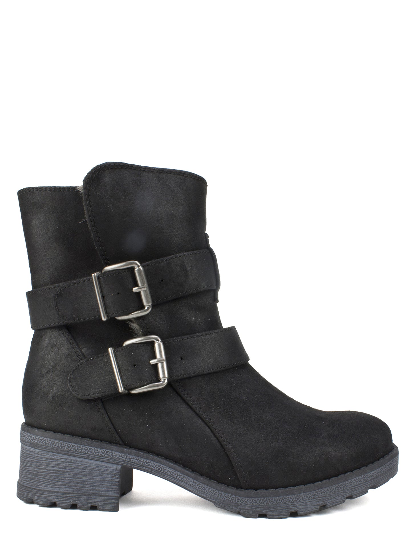 Bota de castidade feminina White Mountain, camurça encerada preta, cinza, tamanho 10 M