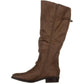 Botas femininas da moda BareTraps Yanessa Fabric, bico fechado, cano médio, marrom, tamanho 7,5