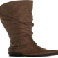 Botas femininas da moda BareTraps Yanessa Fabric, bico fechado, cano médio, marrom, tamanho 7,5