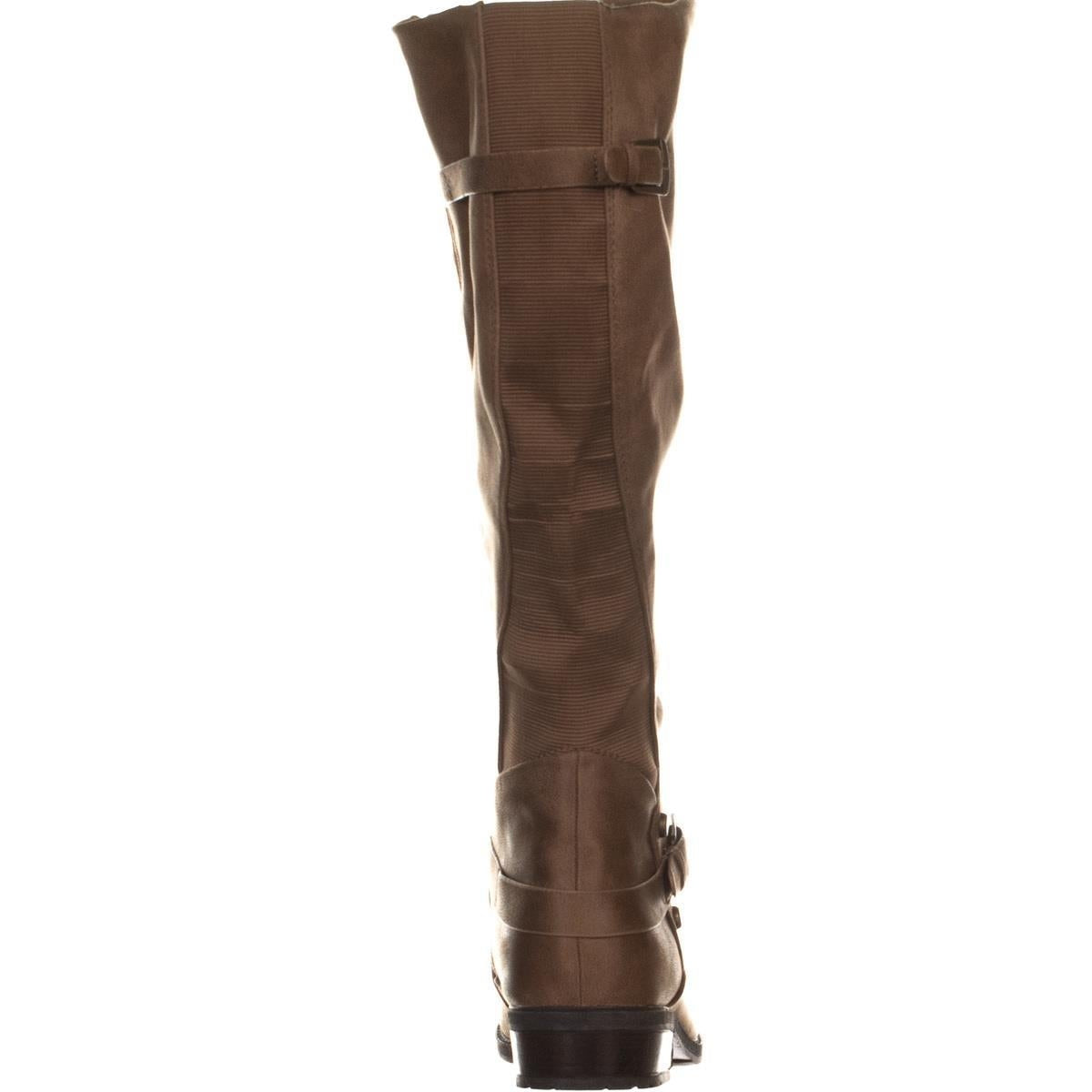 Botas femininas da moda BareTraps Yanessa Fabric, bico fechado, cano médio, marrom, tamanho 7,5