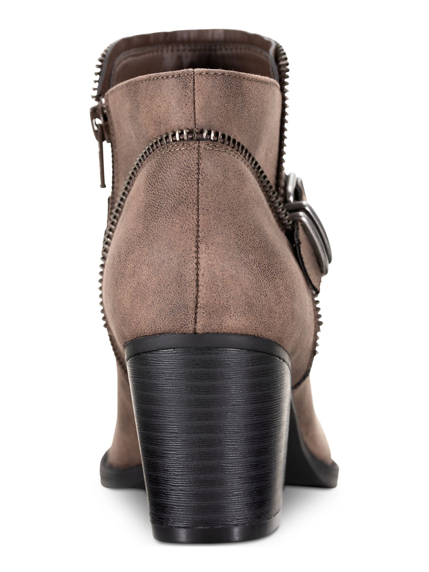 Botas femininas American Rag com zíper e fivela Accent Comfort Milly, bico redondo, salto bloco, marrom, tamanho 5 M