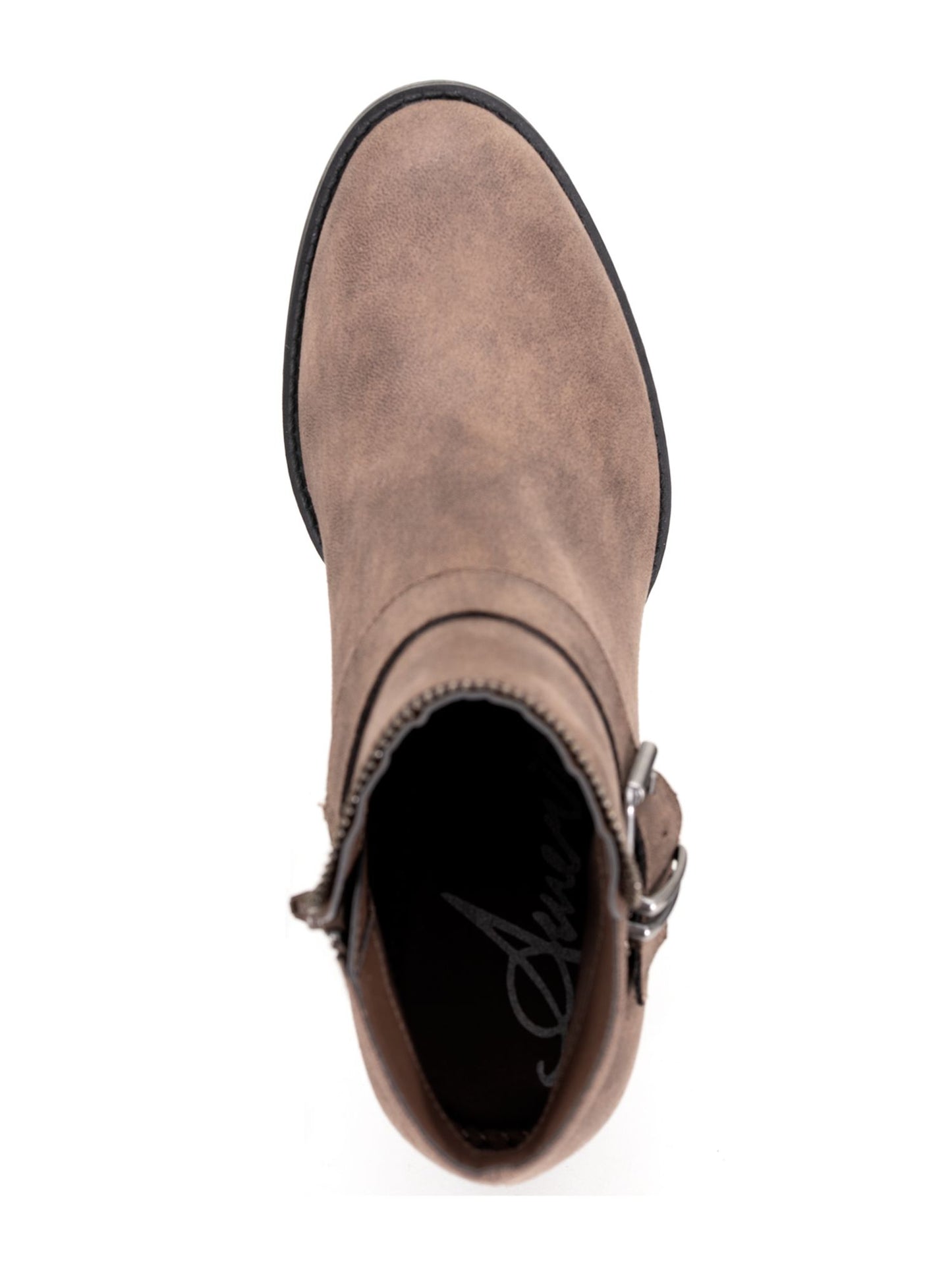 Botas femininas American Rag com zíper e fivela Accent Comfort Milly, bico redondo, salto bloco, marrom, tamanho 5 M