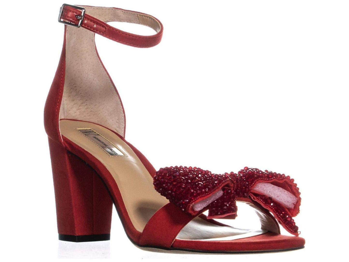 INC International Concepts Kivah Tecido Feminino Biqueira Aberta Ocasião Especial Tornozelo Vermelho Tamanho 5M