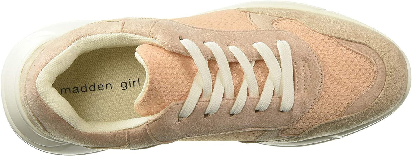 Madden Girl Burrel Tênis de cano baixo com cadarço, estilo fashion, cor de blush, tamanho 9,5 m
