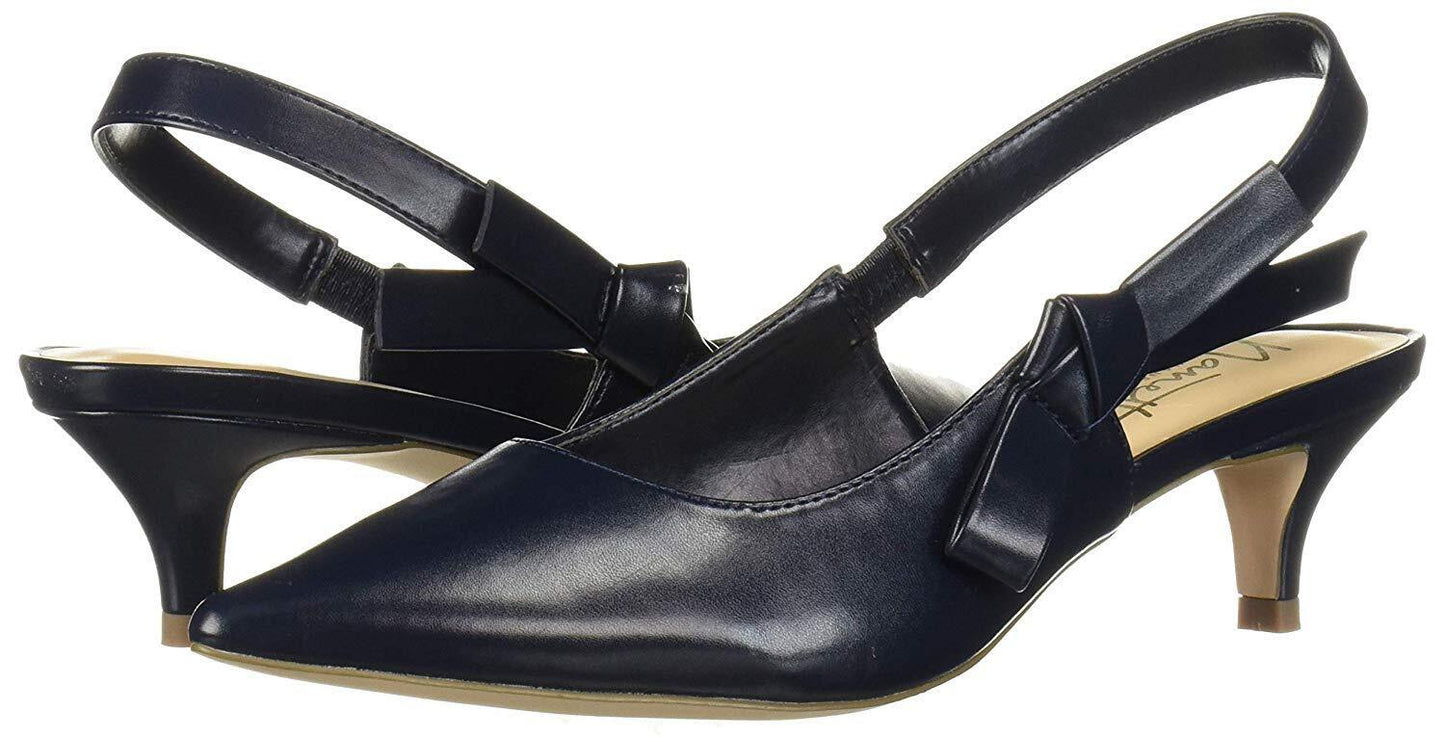 Nanette Lepore Rhona Slingback Kitten Heels Feminino Azul Marinho Tamanho 8M