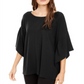 Alfani Top Poncho Feminino com Manga Sino e Decote Redondo, Preto, Tamanho M