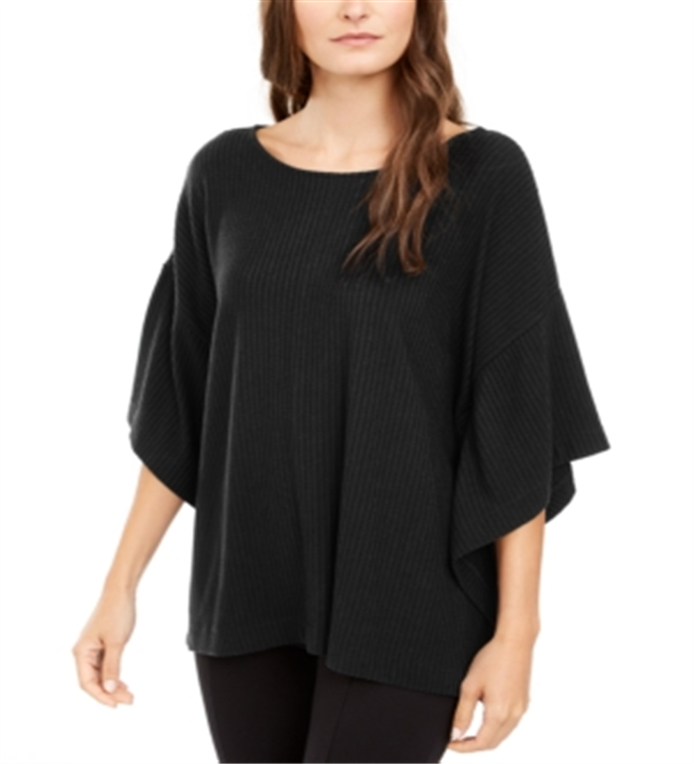 Alfani Top Poncho Feminino com Manga Sino e Decote Redondo, Preto, Tamanho M