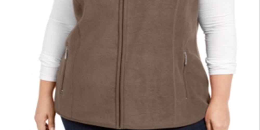 Colete Karen Scott Plus com zíper frontal, tamanho 3X, marrom, feminino