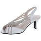 Sandálias de salto baixo femininas Caparros Twilight II com strass e salto baixo, tamanho 7,5 M, prateadas