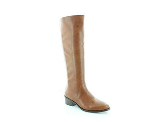 Botas femininas Bar III Vayla de couro com bico fechado e cano alto, marrom, tamanho 5,5 M