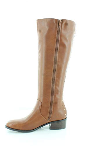 Botas femininas Bar III Vayla de couro com bico fechado e cano alto, marrom, tamanho 5,5 M