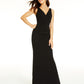 Vestido longo feminino com decote em V e costas nuas, sem mangas, cor esmeralda, tamanho XX-S