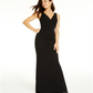 Vestido longo feminino com decote em V e costas nuas, sem mangas, cor esmeralda, tamanho XX-S