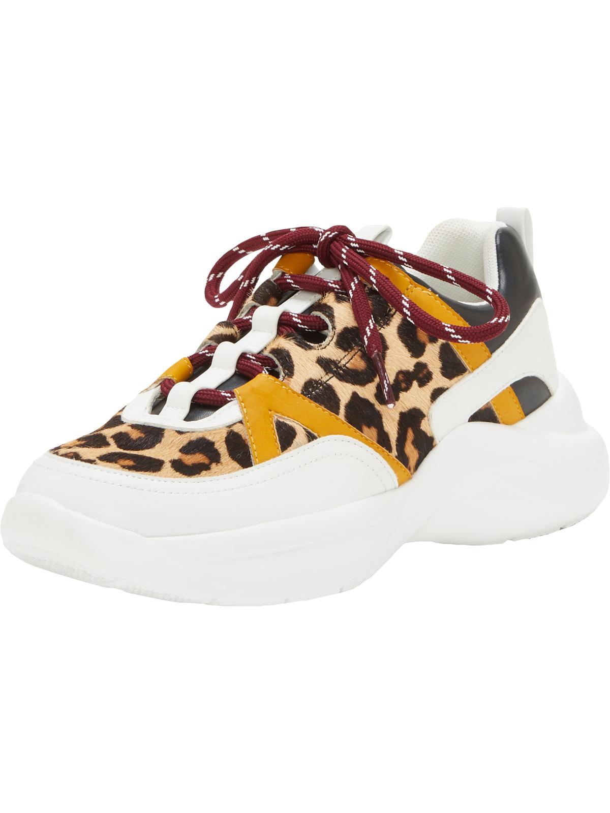 Tênis feminino INC Gemella Leather Animal Print Dad, branco, tamanho 9 M