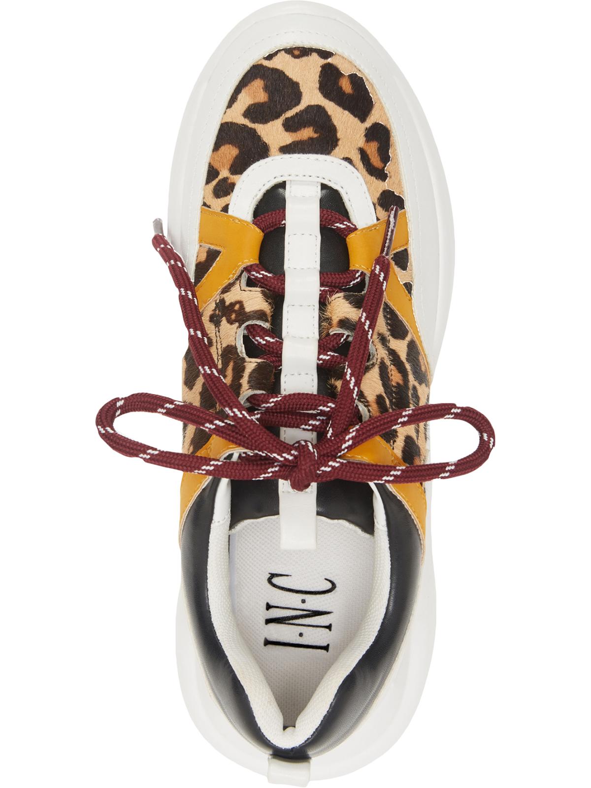 Tênis feminino INC Gemella Leather Animal Print Dad, branco, tamanho 9 M
