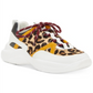 Tênis feminino INC Gemella Leather Animal Print Dad, branco, tamanho 9 M