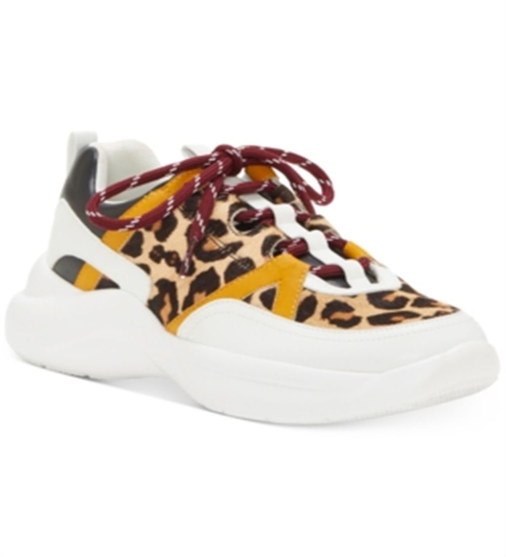 Tênis feminino INC Gemella Leather Animal Print Dad, branco, tamanho 9 M