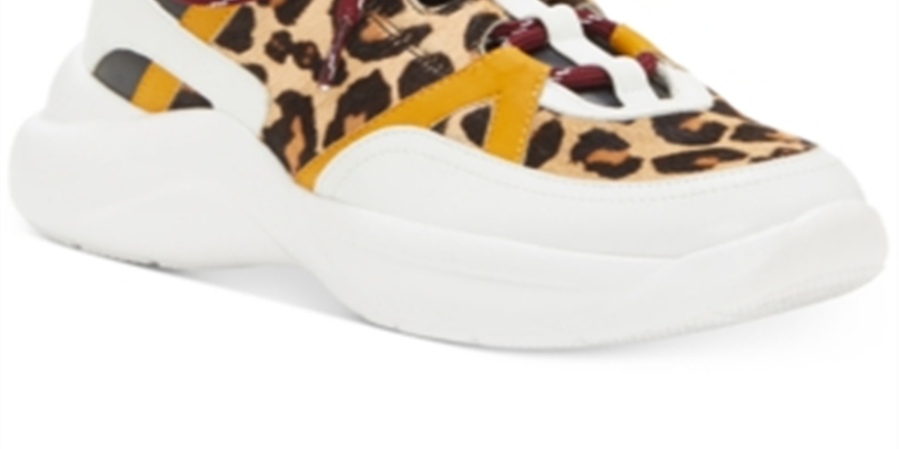 Tênis feminino INC Gemella Leather Animal Print Dad, branco, tamanho 9 M