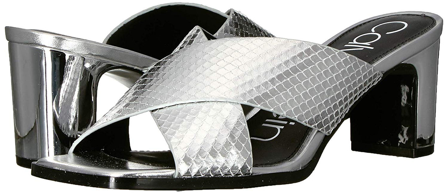 Sandália de Salto Dylan Feminina Calvin Klein Prata Tamanho 5,5 M