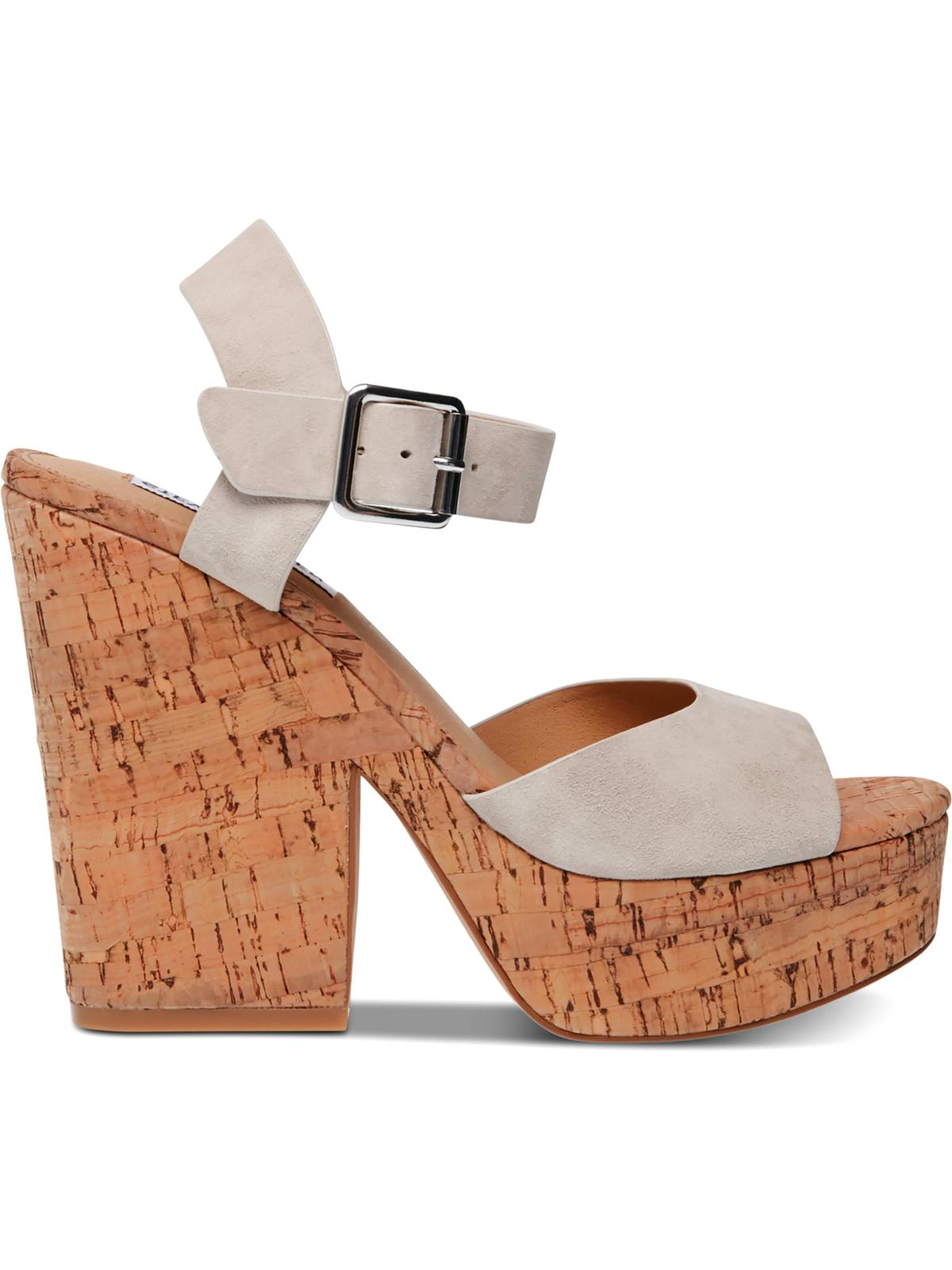 Sapatos femininos Steve Madden Jess Leather Open Toe Special, camurça Bone, tamanho 9,5
