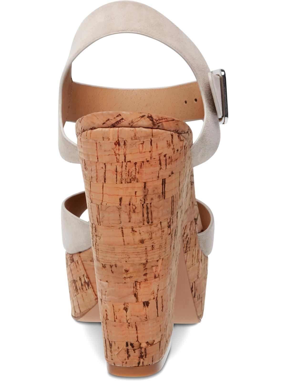 Sapatos femininos Steve Madden Jess Leather Open Toe Special, camurça Bone, tamanho 9,5