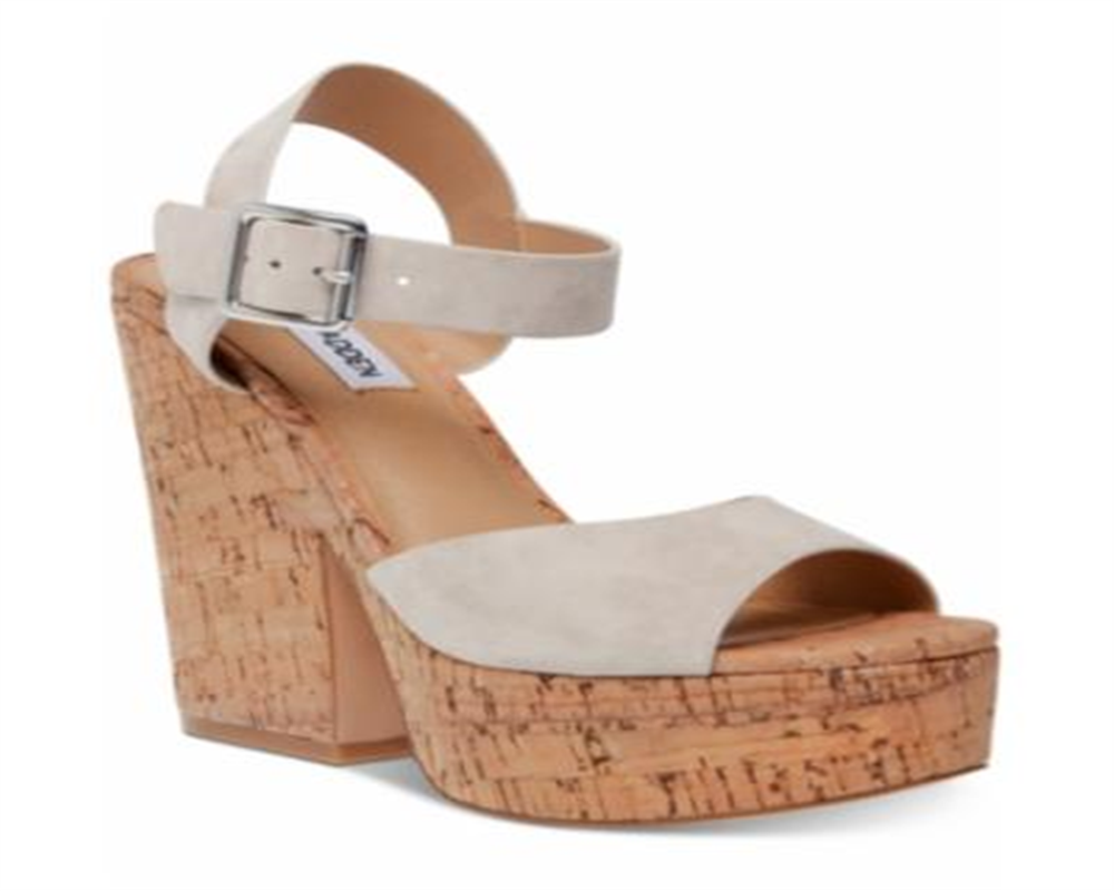 Sapatos femininos Steve Madden Jess Leather Open Toe Special, camurça Bone, tamanho 9,5