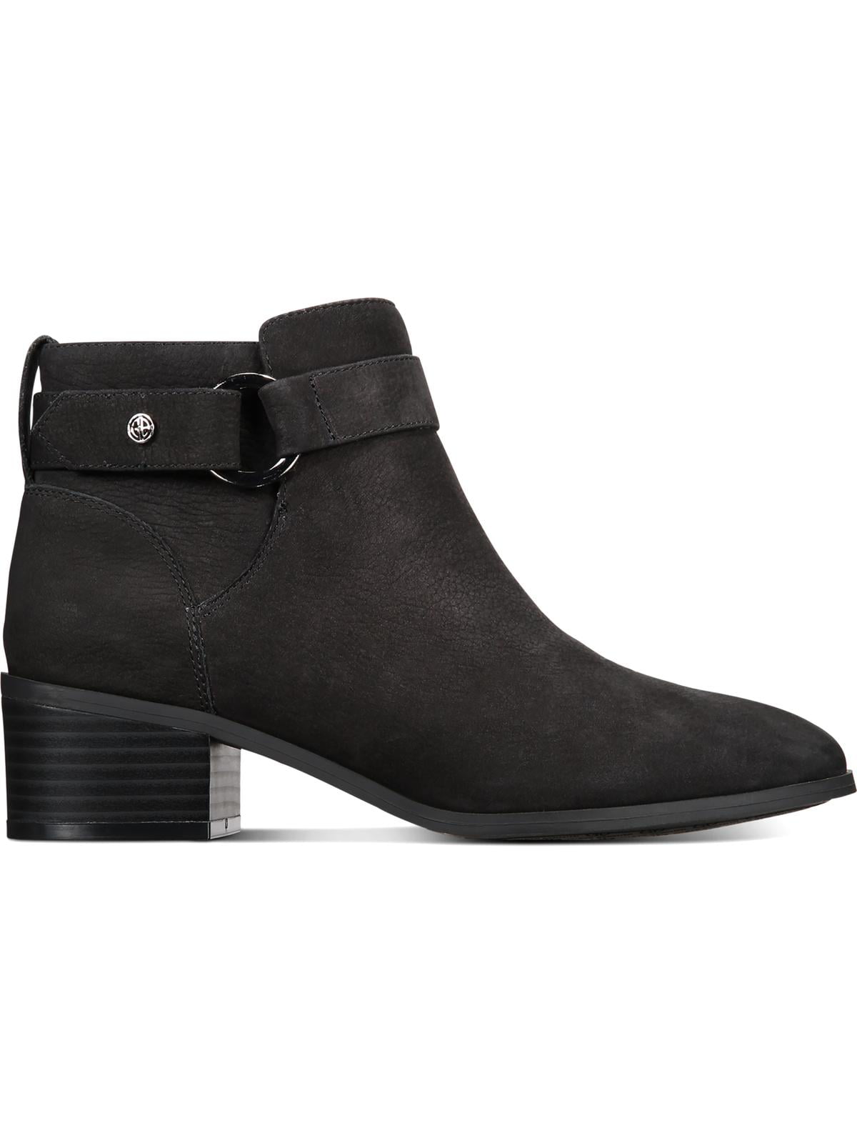 Bota feminina Giani Bernini de couro Putneyy com espuma viscoelástica e salto bloco, preta, tamanho 6M