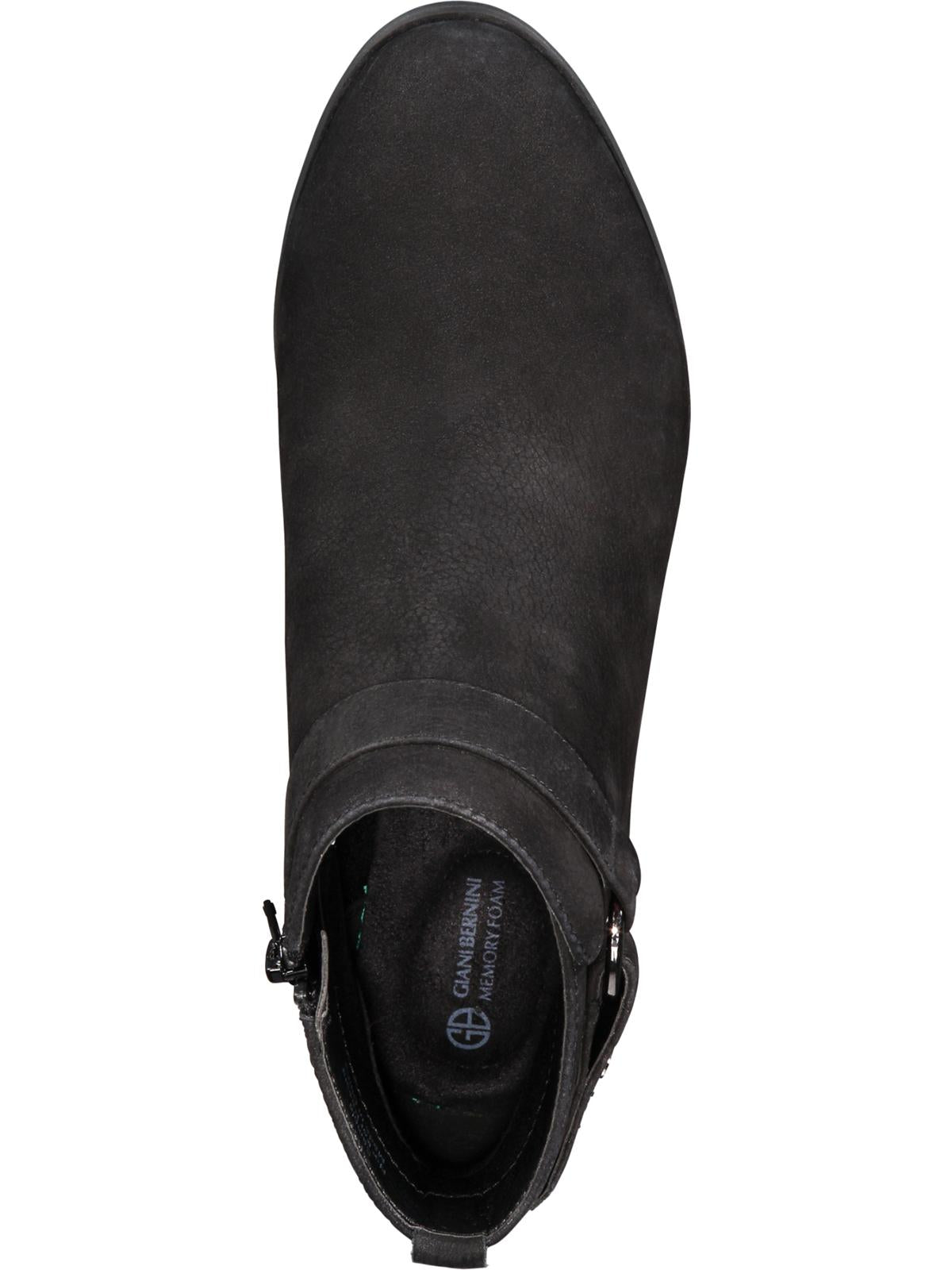 Bota feminina Giani Bernini de couro Putneyy com espuma viscoelástica e salto bloco, preta, tamanho 6M