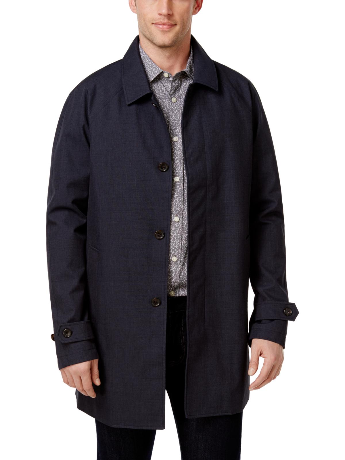 Capa de chuva Michael Kors Collin Fall Slim Fit masculina, azul, tamanho 44