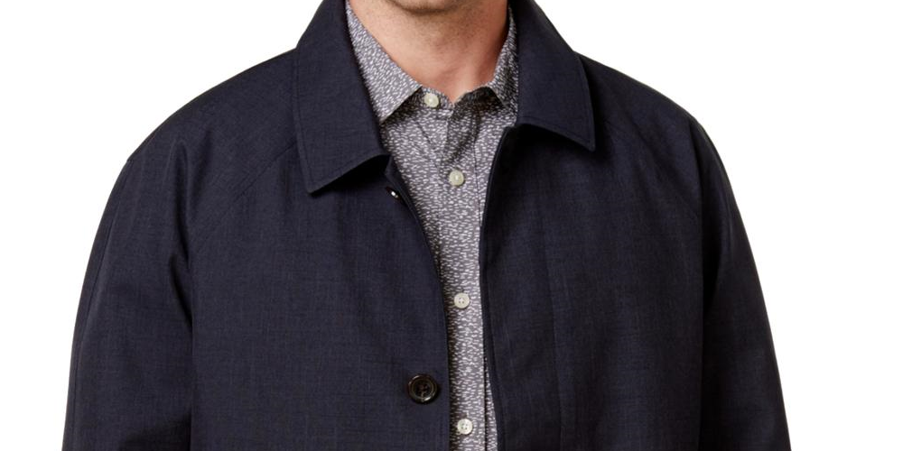 Capa de chuva Michael Kors Collin Fall Slim Fit masculina, azul, tamanho 44