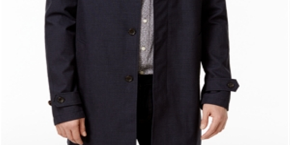 Capa de chuva Michael Kors Collin Fall Slim Fit masculina, azul, tamanho 44