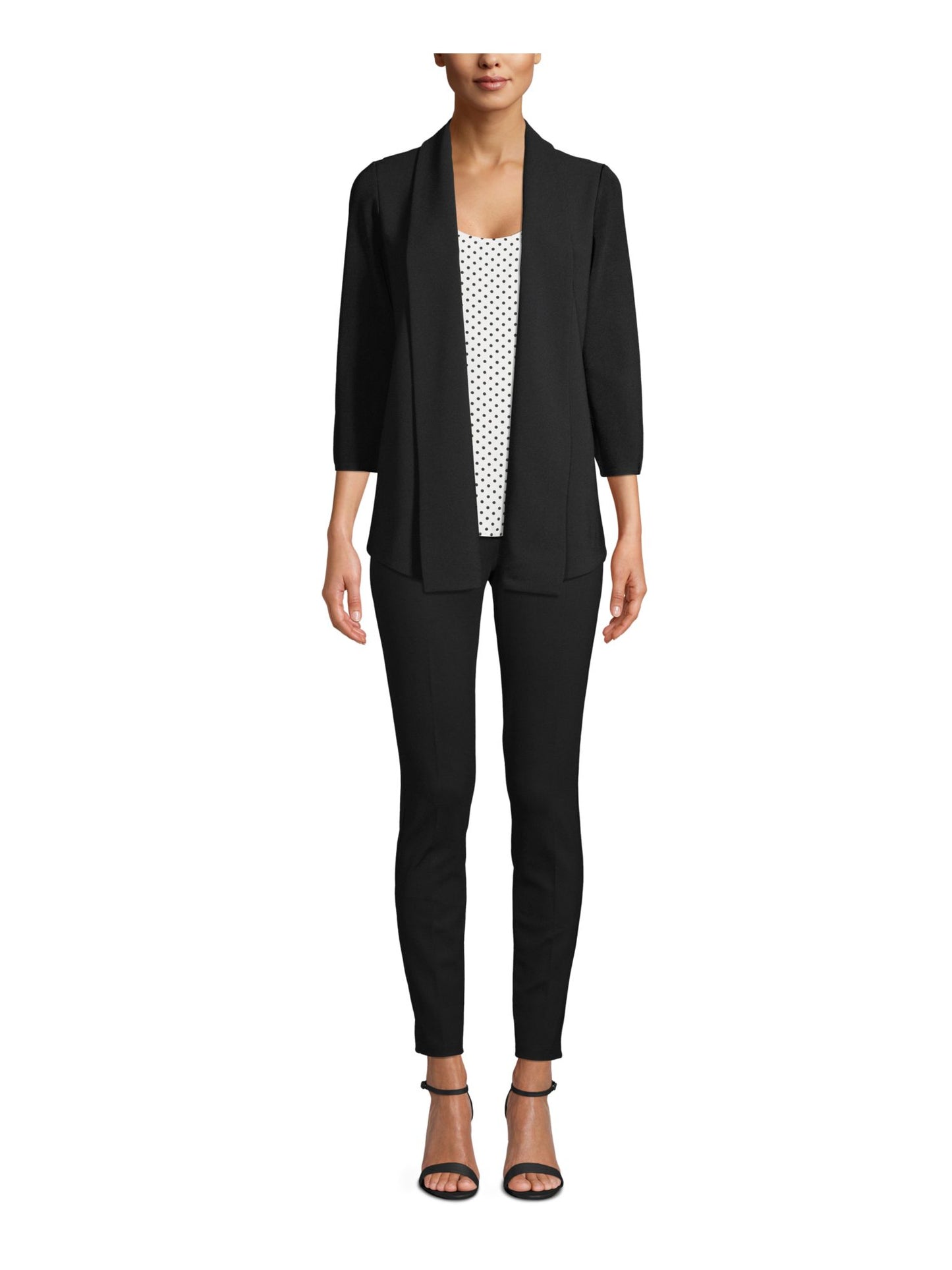 Anne Klein Cardigan Feminino Manga 3/4 Aberto Festa Top Preto Tamanho P