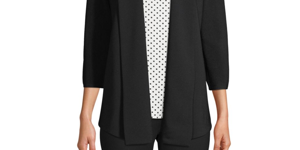 Anne Klein Cardigan Feminino Manga 3/4 Aberto Festa Top Preto Tamanho P