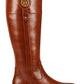 Tommy Hilfiger Imina Botas de montaria femininas de couro sintético até o joelho, tamanho 5 M, marrom