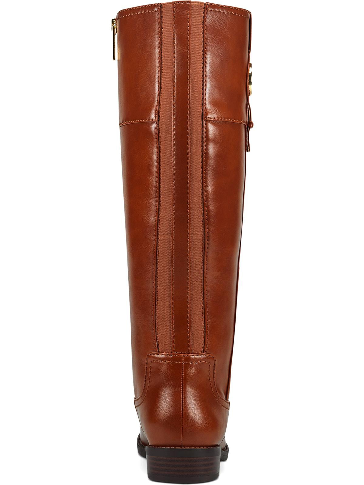 Tommy Hilfiger Imina Botas de montaria femininas de couro sintético até o joelho, tamanho 5 M, marrom
