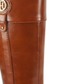 Tommy Hilfiger Imina Botas de montaria femininas de couro sintético até o joelho, tamanho 5 M, marrom