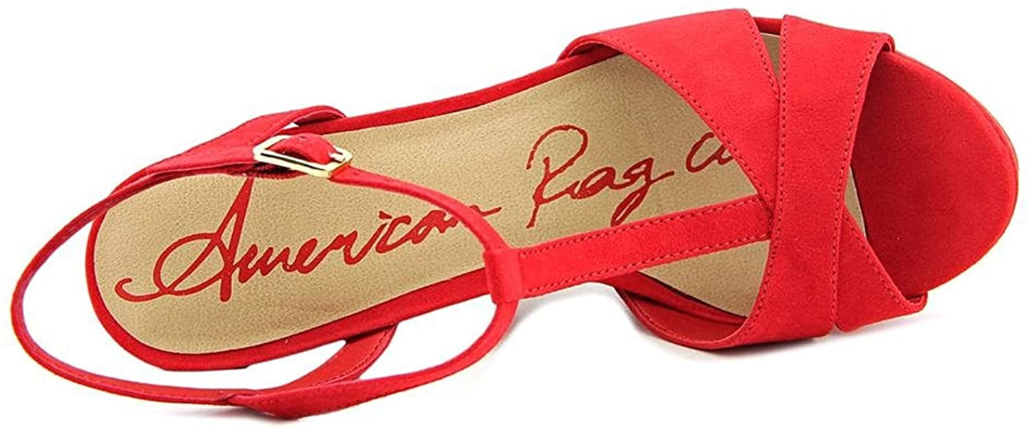 Sandálias femininas American Rag Jamie com tiras em T e plataforma, tamanho 10 M, vermelhas