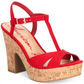 Sandálias femininas American Rag Jamie com tiras em T e plataforma, tamanho 10 M, vermelhas