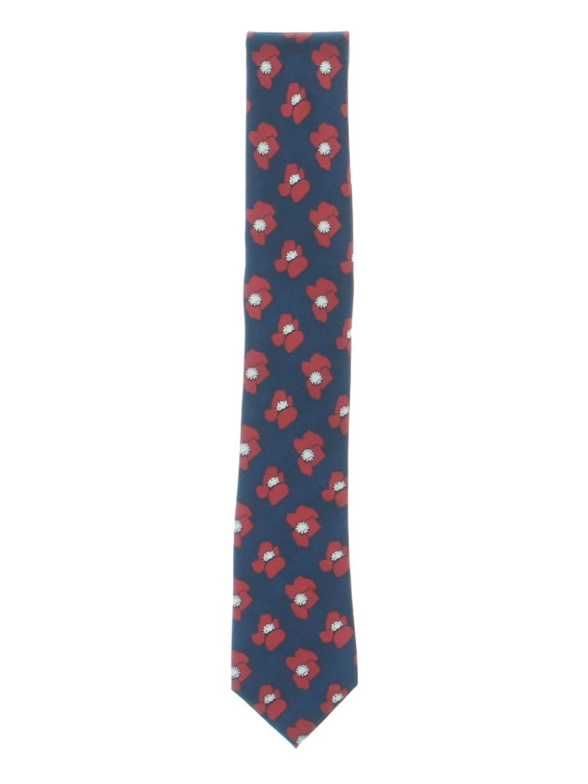 Gravata Tommy Hilfiger Masculina Bold Floral de Seda Estampada Azul Tamanho Regular