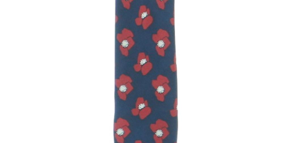 Gravata Tommy Hilfiger Masculina Bold Floral de Seda Estampada Azul Tamanho Regular