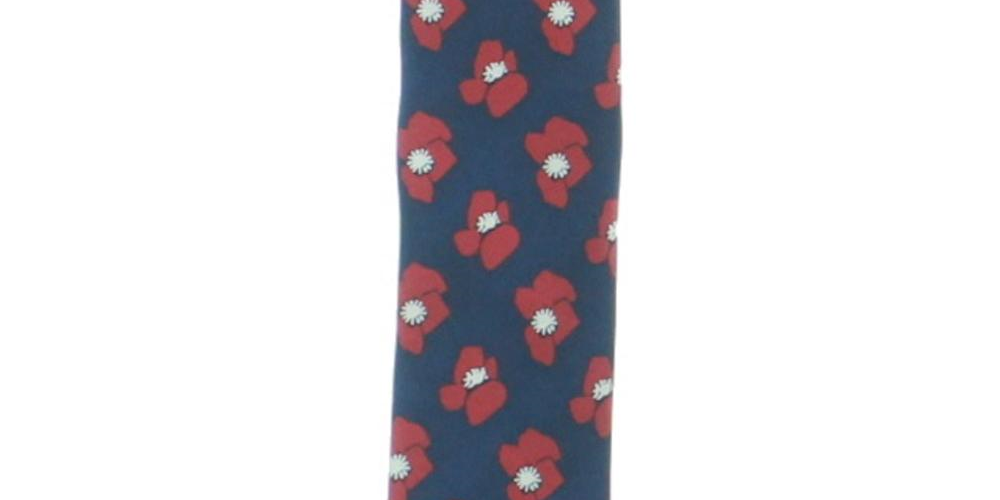 Gravata Tommy Hilfiger Masculina Bold Floral de Seda Estampada Azul Tamanho Regular