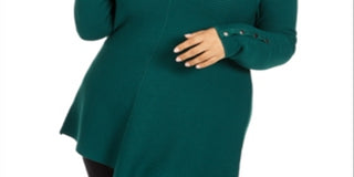 Suéter túnica feminino Alfani em malha canelada verde tamanho 4X