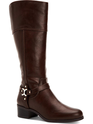 Botas de montaria femininas Charter Club Helenn de couro sintético, tamanho 7,5 M, marrom