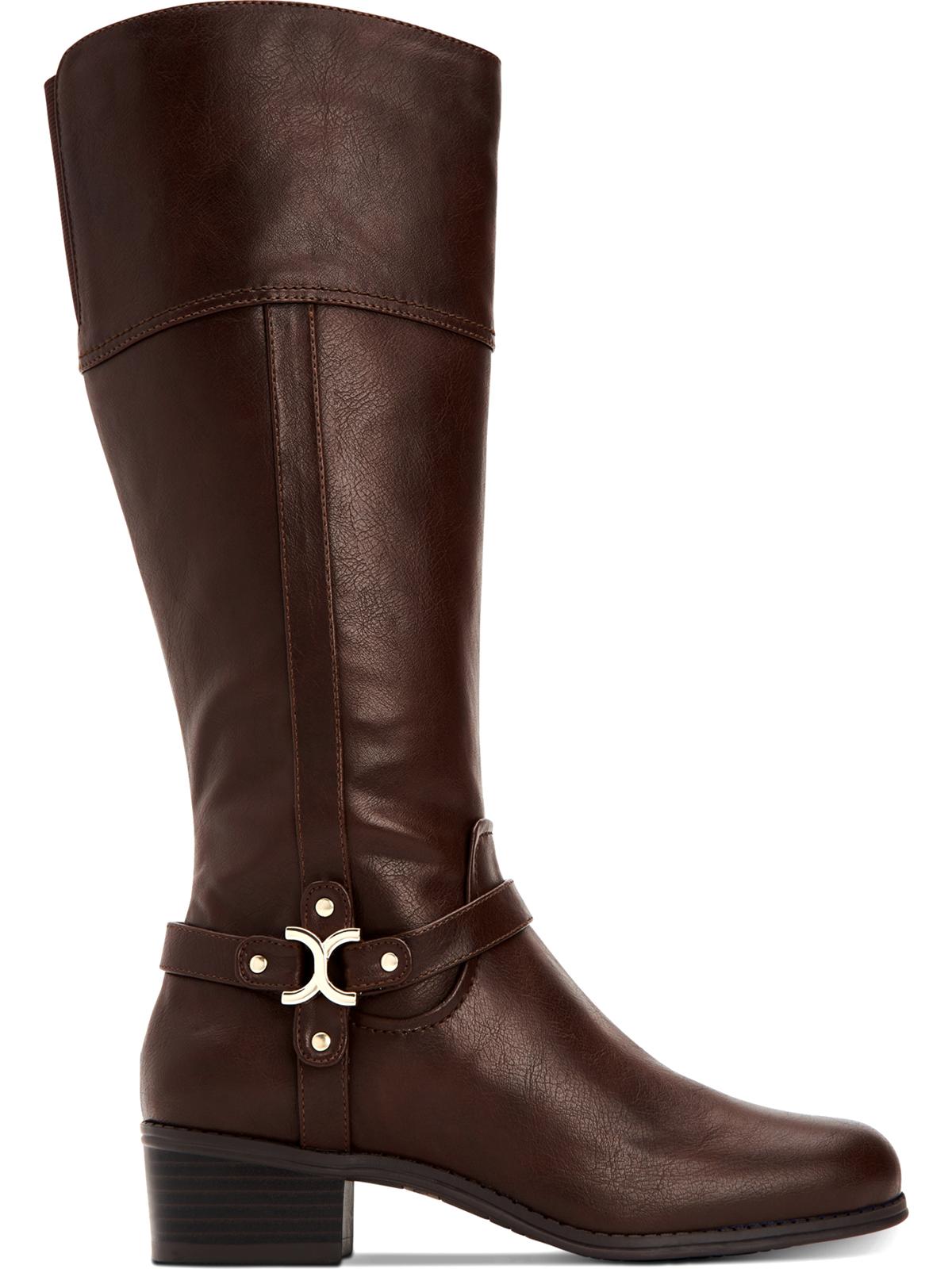 Botas de montaria femininas Charter Club Helenn de couro sintético, tamanho 7,5 M, marrom